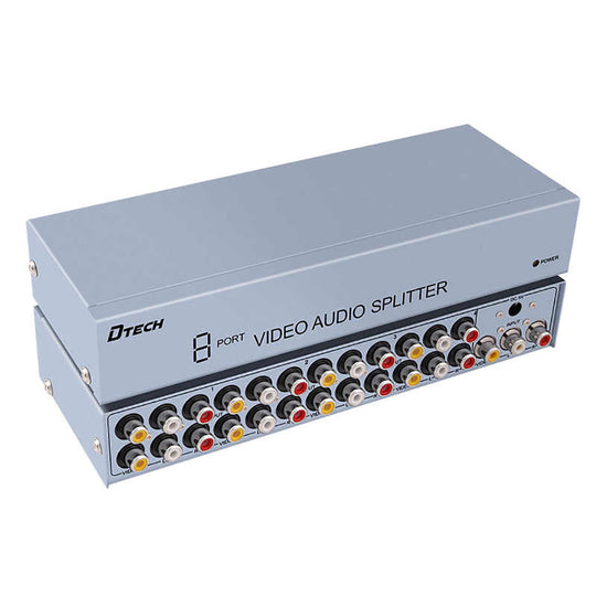 Dtech 8-Port AV Splitter 7208 – RCA Audio/Video Switcher