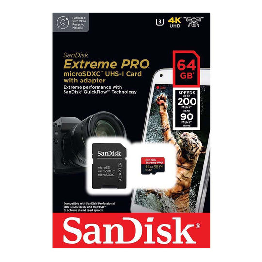 SanDisk Extreme Pro microSDXC 64GB – 200MB/s A2 U3 V30 (Red)