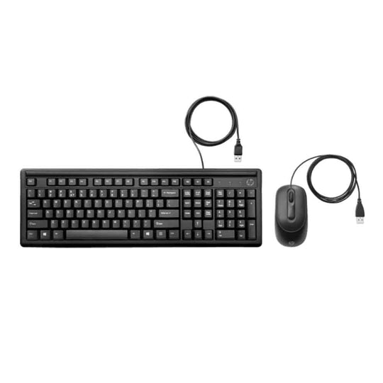 HP 160 Wired Keyboard + Mouse Combo – USB Spill-Resistant (Black)
