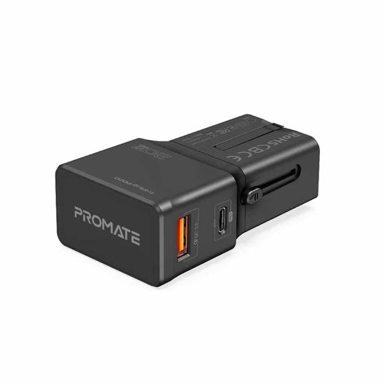 Promate TriPlug-PD20 Universal Travel Adapter – 20W PD + QC3.0 (White)
