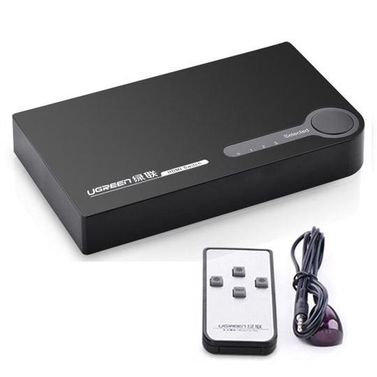 UGREEN 40234 3-in-1 HDMI Switch – 1080p Auto IR Remote (Black)