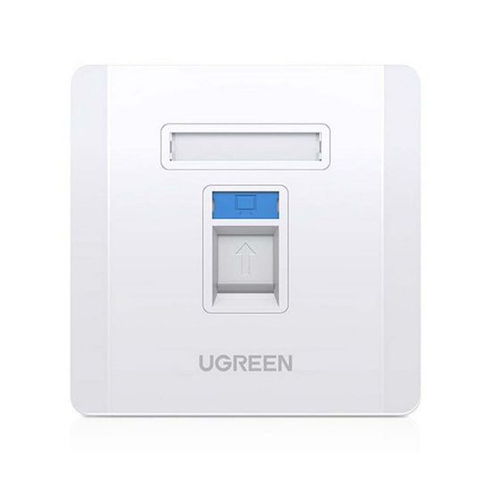 UGREEN 80180 Single-Port RJ45 Wall Plate - White, Dustproof Lock