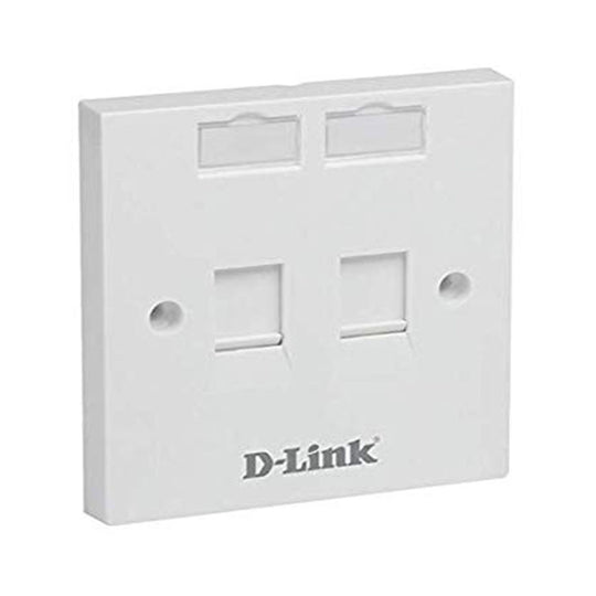 D-Link Dual UK Faceplate with Shutter - White, Accepts 2x Cat5e/6/6A Keystones