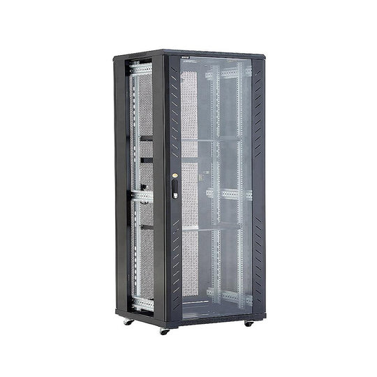 42U 19" Floor-Standing Mesh Network Cabinet - 600x800x2000mm, 300kg Load, Glass Door