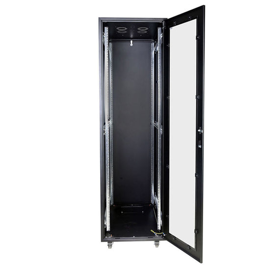 42U 19" Floor-Standing Glass Network Cabinet - 600x1000mm, Active Ventilation