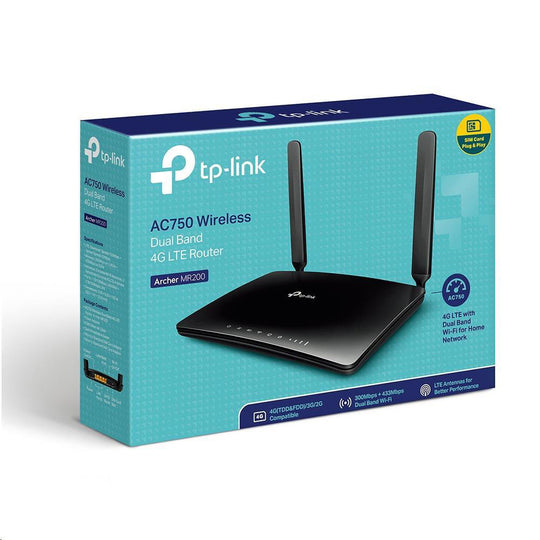 TP-Link Archer MR200 AC750 Dual-Band 4G LTE Router - 150Mbps DL, SIM Slot