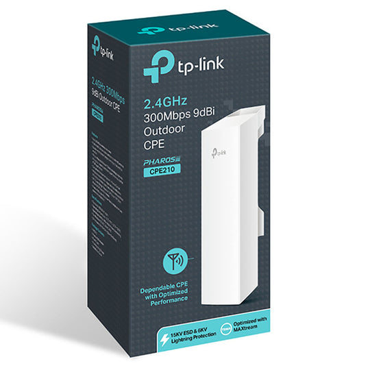 TP-Link CPE210 2.4GHz 300Mbps 9dBi Outdoor CPE - 5km+ Range