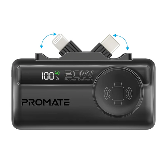 Promate PowerUp-Trio 5000mAh Ultra-Compact 3-in-1 Power Bank