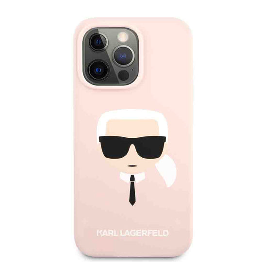 Karl Lagerfeld Liquid Silicone iPhone 13 Pro Max 6.7" Case - Light Pink, Karl's Head