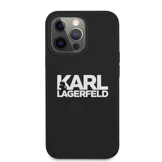 Karl Lagerfeld Liquid Silicone iPhone 13 6.1" Case - Black, Stack Logo