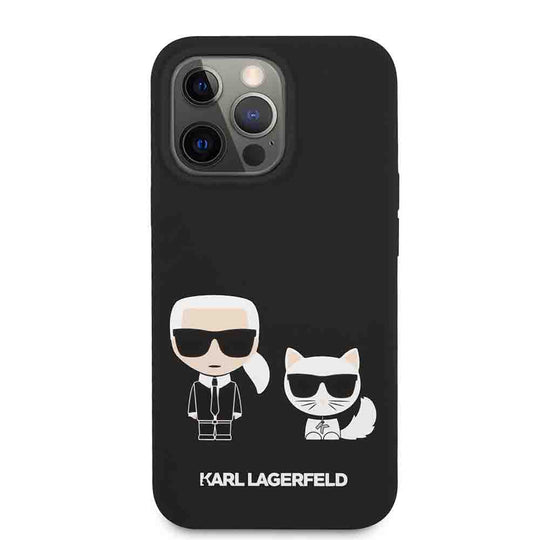 Karl Lagerfeld Liquid Silicone iPhone 13 Mini 5.4" Case - Black, Karl & Choupette