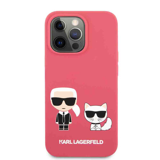 Karl Lagerfeld Liquid Silicone Case Karl andChoupettefor iPhone 13 Pro (6.1") – Pink