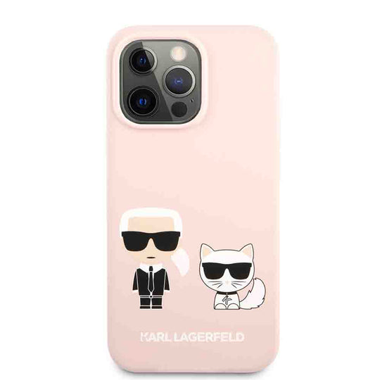 Karl Lagerfeld Liquid Silicone Case Karl andChoupettefor iPhone 13 Pro Max (6.7") – Light Pink