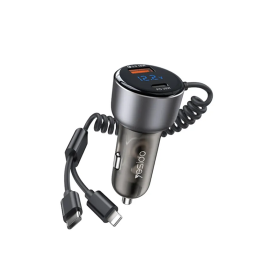Yesido Y58 60W Dual-Port Car Charger with Voltage Display