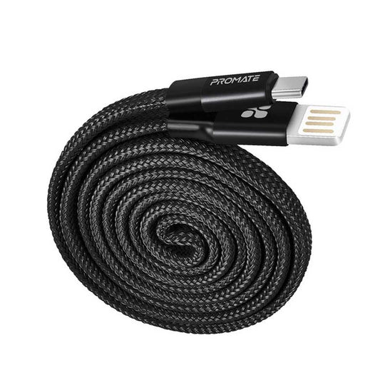 Promate Coiline-C USB-C to USB-A Braided Cable 1.2M – Auto Coiling & Fast Charging