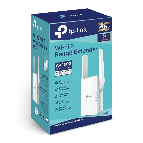 TP-Link RE605X AX1800 Dual-Band Wi-Fi 6 Range Extender