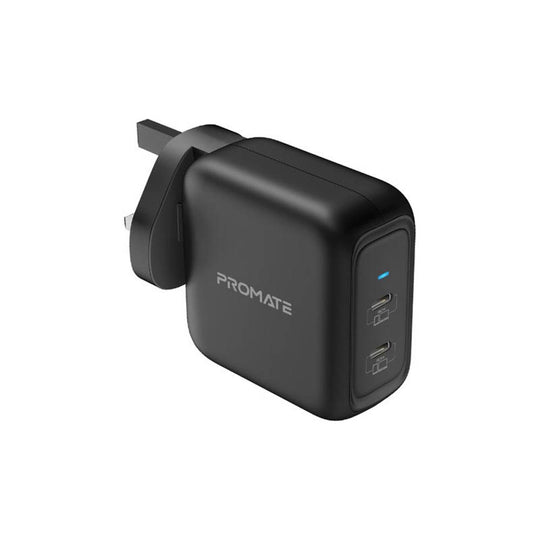 Promate GanPort-90PD 90W GaN Dual USB-C Charger - Compact