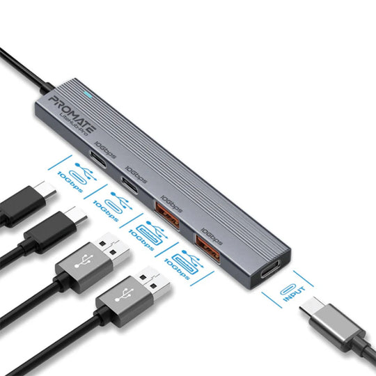 Promate LiteHub-Pro 4-in-1 USB-C Hub with 10Gbps Data Ports
