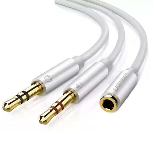 UGREEN 3.5mm Female to 2 Male Audio Splitter Cable – Shielded Aluminum Case, Clear Sound
