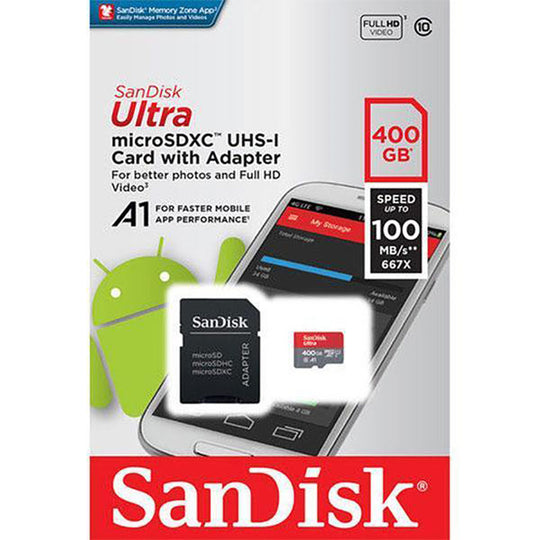 Sandisk 400GB Extreme UHS-I MicroSDXC Card – A1 Performance Class, 100MB/s Read Speed