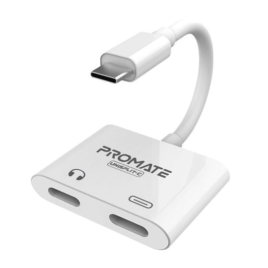 Promate UniSplit-C 2-in-1 USB-C Audio & Charging Adapter – 15W PD Fast Charging & DAC