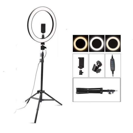 A380 10" Dimmable LED Ring Light Kit - Bi-Color 3200K-5600K, 2m Tripod