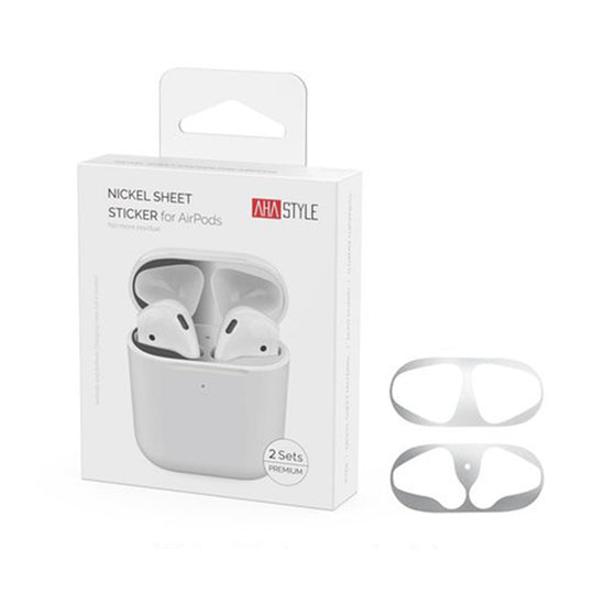 AhaStyle Nickel Sheet Sticker For AirPods (2 Sets) - Silver