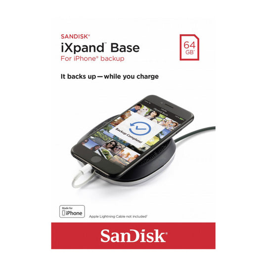 SanDisk iXpand Base 64GB iPhone Backup Charger - 15W Fast Charge, Auto Backup