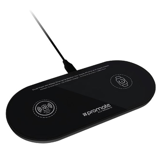 Promate AuraBase-2 3-in-1 Qi Wireless Charging Pad - 10W Phone + 5W Watch + USB
