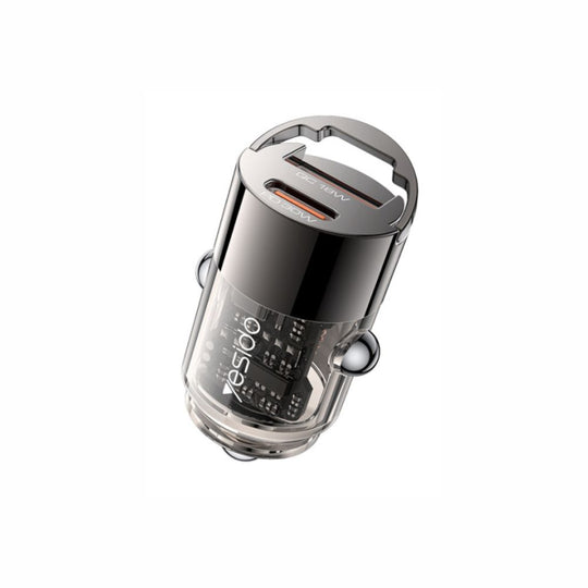 Yesido Y68 Aluminum Alloy PD30W + QC18W Fast Charging Car Charger – Dual Port Mini Hidden Design