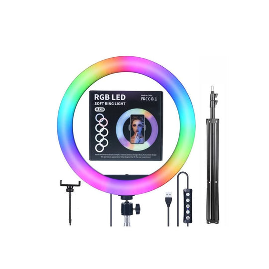 RGB LED Soft Ring Light MJ38 – 360° Rotating, Eye Protection Lighting