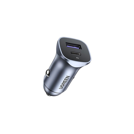 UGREEN 40858 30W PD + 22.5W SCP Dual-Port Car Charger - USB-A + USB-C, Aluminum