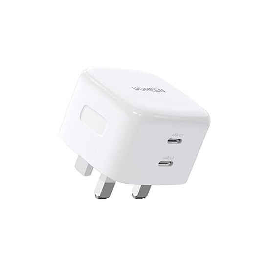 UGREEN 10344 40W Dual USB-C Foldable Wall Charger - 20W Per Port, UK Plug