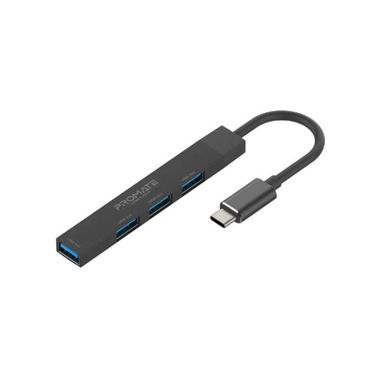 Promate Litehub-4 USB-C Hub – Ultra-Slim Aluminum 4-Port Expansion
