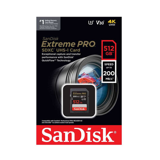 SanDisk Extreme PRO 512GB SDXC UHS-I Memory Card (V30, 200MB/s)