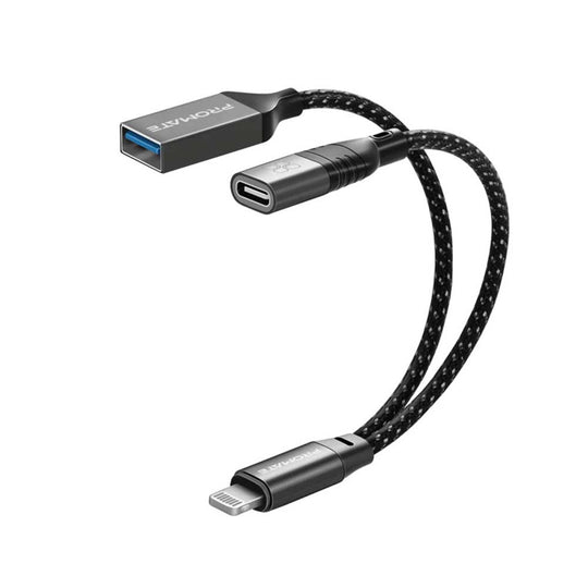 Promate OTGLink-i Lightning to USB-C & USB-A Media and Charging Adapter