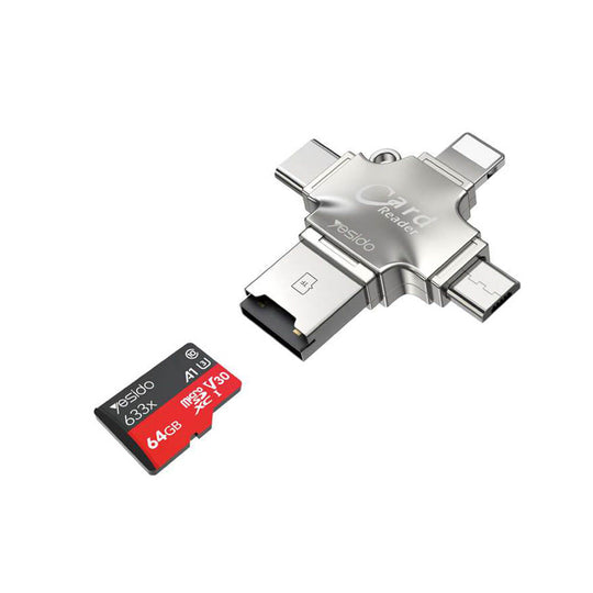 Yesido GS13 Multi-Card Reader with 4-Port OTG Adapter