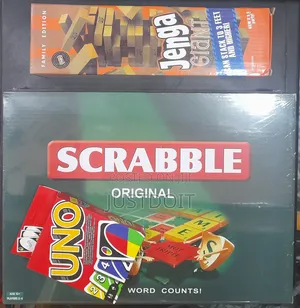 Jenga + Scrabble + Uno Game Pack | 3-in-1 Family Fun Bundle