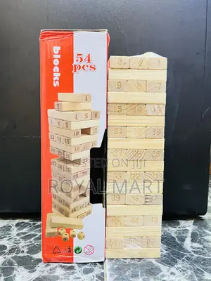 Jenga Wood Game | 54-Piece Classic Wooden Stacking Blocks for Kids