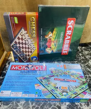 Monopoly, Scrabble and Chess Game Set - 3 Classic Board Games