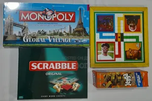Monopoly + Scrabble + Ludo + Jenga: 4-in-1 Family Game Bundle Set