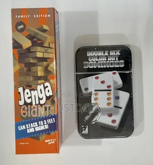 Jenga + Dominoes Game Package - 2-in-1 Family Fun Set