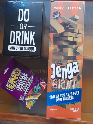 Jenga + Do or Drink + Uno: Fun Triple Game Pack for Party Night