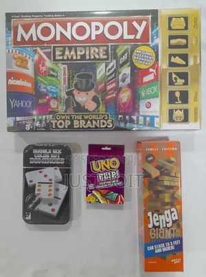 Monopoly Empire + Uno + Dominoes + Jenga - Ultimate Fun Pack