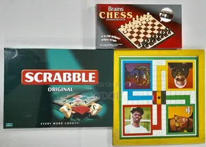 Scrabble + Chess + Ludo Board Game Bundle - 3 Classic Games