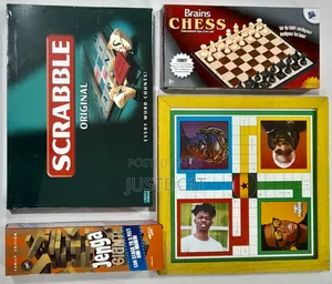 Scrabble + Jenga + Chess + Ludo - 4-in-1 Game Bundle