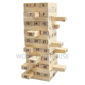 Jenga / Block Tower Game (54pcs) | Pocket-Sized Stacking Fun for Travel and Parties