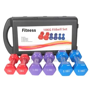 10kg Dumbbell – Cast Iron / Rubber Hex Dumbbell Set