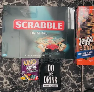 Jenga + Uno + Scrabble + Do or Drink Game | Ultimate 4-in-1 Family & Party Bundle