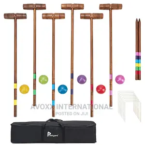 Pointyard 32inchs Six Player Croquet Set, Regulation
